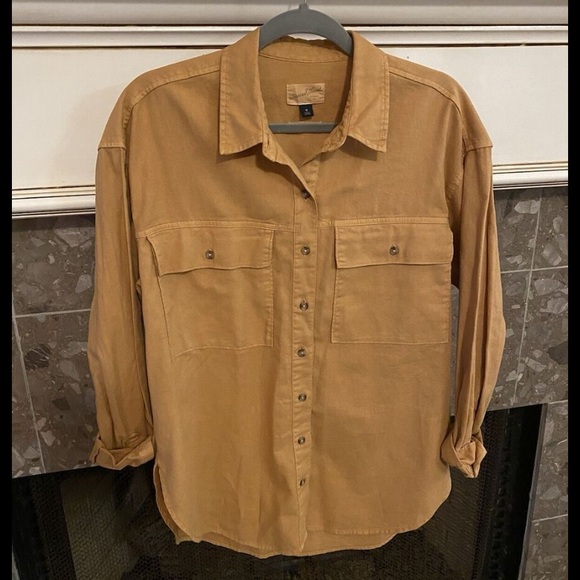 Mustard Oversized Front Pocket Baggy Loose Fit Button Down Shirt Yellow Oversize - Picture 11 of 11